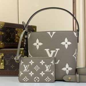 LOUIS VUITTON ALL IN BB Signature Designer Metal Padlock Cowhide Leather Shoulder Handbag Women's Elephant Grey