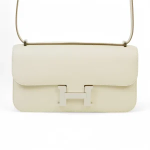 HERMÈS Constance Elan 2024 10 Milkshake White Craie Epsom Leather Silver Buckle