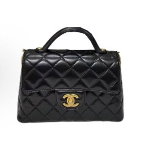 Chanel 25P gold metal chain decoration diamond pattern lambskin single compartment crossbody handbag