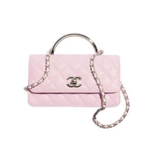 CHANEL25P classic pink logo leather chain single handbag