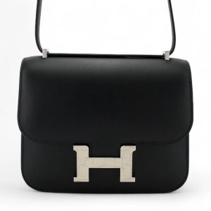 HERMÈS Constance Mini 19 89 in black Noir Monsieur leather with silver buckle