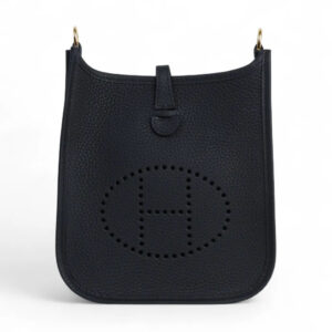 Hermès Mini Evelyne 16 Amazone 112cm 89 Black Noir Clemence Calfskin Gold Buckle