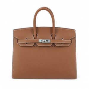 Hermès Birkin 25 with 37-inch outer seam in Gold Epsom leather with silver buckle