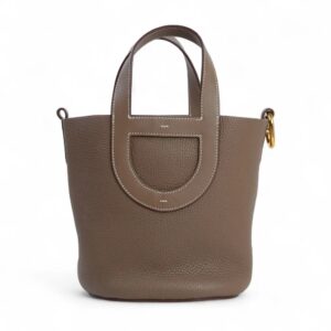 Hermès In-The-Loop 18 18 in Elephant Grey Etoupe Clemence calfskin, Swift leather, gold buckle