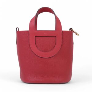 Hermès In-The-Loop 18 5E Vermillion Red Vermillon Clemence Calfskin, Swift Leather, Gold Buckle