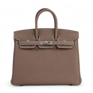 Hermès Birkin 25 18 in Elephant Grey Etoupe Togo calfskin with brushed silver buckle