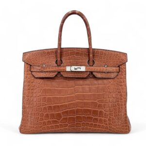 Hermès Birkin 35 4I Marron d'Inde in dark brown with silver alligator buckle