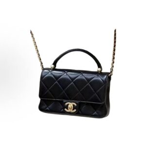 CHANEL 25P gold metal chain decoration shoulder crossbody handbag