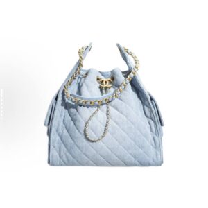 "CHANEL 25S classic double C logo denim bag"