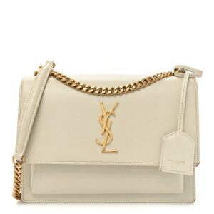 "SAINT LAURENT YSL SUNSET Gold Logo Chain Calfskin"