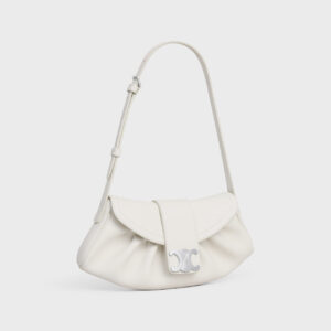 CELINE Silver Silver Magnetic Buckle Closure Cowhide Leather Shoulder Bag