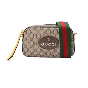 GUCCI coated canvas gold buckle shoulder bag