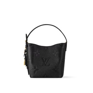 LOUIS VUITTON ALL IN BB metal padlock detachable zipper inner pocket adjustable handle embossed grained cowhide shoulder handbag small size women's black