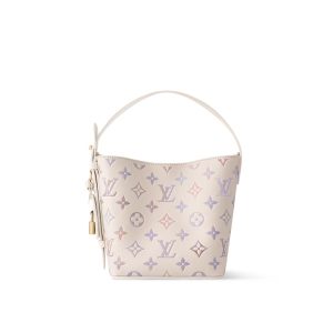 Louis Vuitton All In BB brand logo design watercolor gradient effect embossed grained cowhide leather shoulder crossbody handbag for women (dream purple)