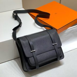 Hermes Black Steve 35 Messenger Bag