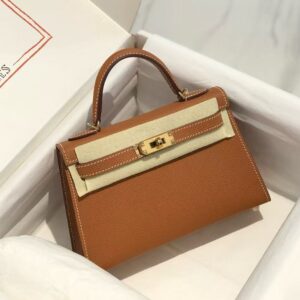 Hermès mini II gold buckle Epsom leather single compartment handbag
