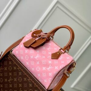 Louis Vuitton x Nigo Speedy P9 Bandoulière 25 Logo Print Calfskin Shoulder Crossbody Handbag Men's Pink