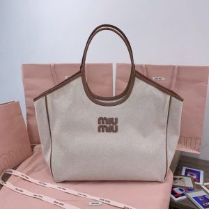 MIU MIU IVY canvas and leather tote bag