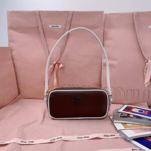 MIU MIU Gold Logo-Engraved Cowhide Shoulder Bag