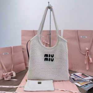 IVY woven raffia-effect tote bag