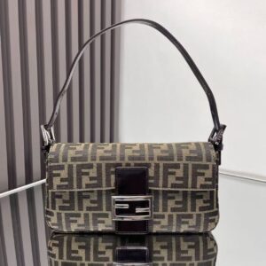 FENDI Baguette French baguette FF buckle Re-Edition label jacquard fabric shoulder crossbody handbag