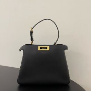 FENDI Peekaboo Soft adjustable and detachable shoulder strap lock closure calfskin handbag