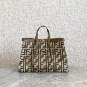 Fendi Gold Enamel Cowhide Tote Bag