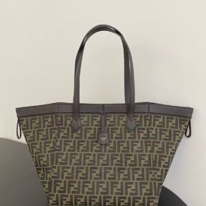 Fendi Origami Brown FF Jacquard Fabric Transformable Mini Bag