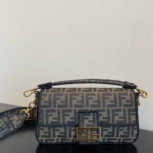 Fendi Baguette FF jacquard pattern embroidered trim polyester single compartment tote bag