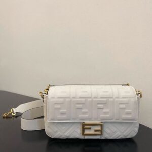 Fendi Baguette Bag with Gold Buckle and Nappa Lambskin Handle Crossbody Shoulder Bag