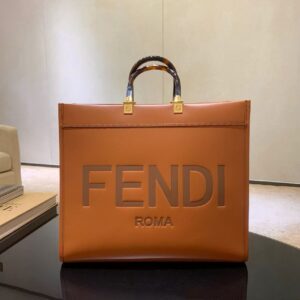 FENDI Sunshine Tote Bag Brown Calfskin Handbag
