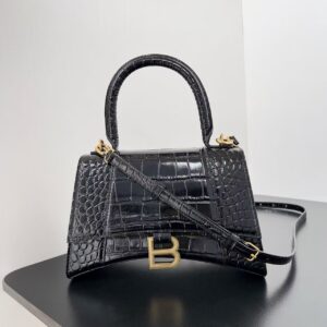 BALENCIAGA Hourglass XS crocodile-effect leather tote