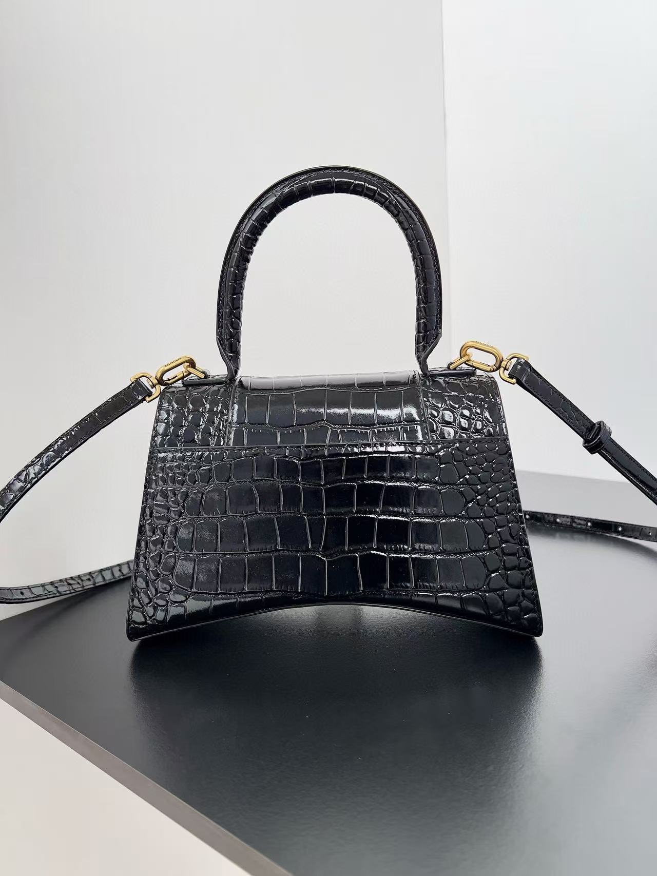 BALENCIAGA Hourglass XS crocodile-effect leather tote - Image 3