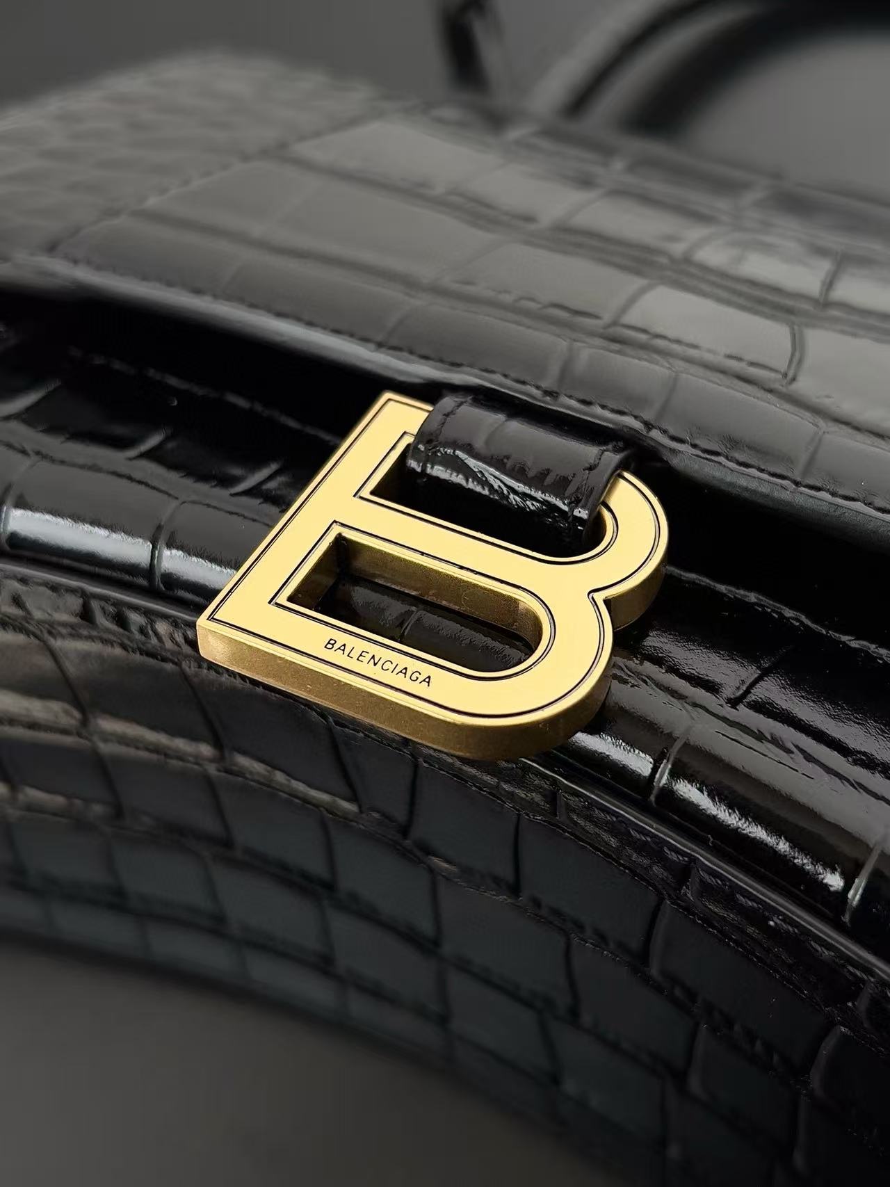 BALENCIAGA Hourglass XS crocodile-effect leather tote - Image 6