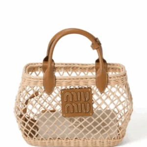 Miu Miu logo patch woven tote