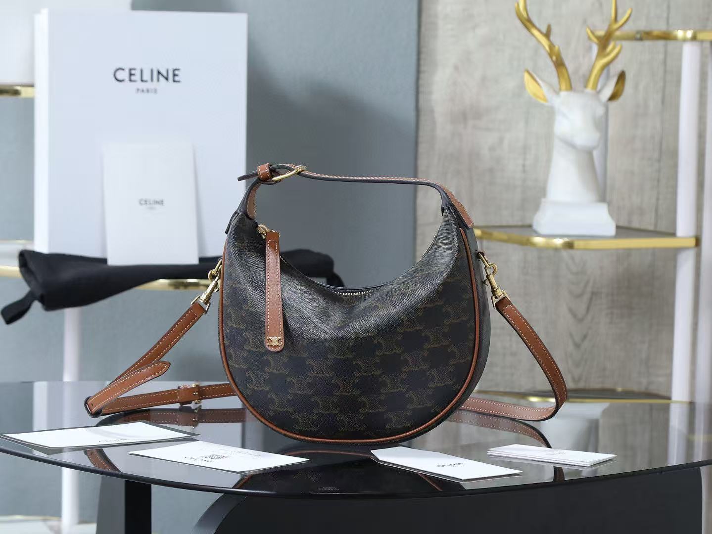CelineTEEN CELINE LULU logo print handbag