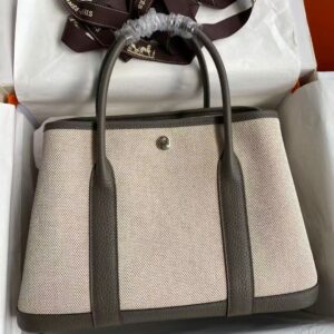 Hermes Hermes Ecru/Beige/Ebene Toile H Viking Negonda Leather Neo Garden 23 Satchel Bag