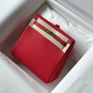 Hermes Kelly Ado gold-buckle Evercolor leather unisex backpack