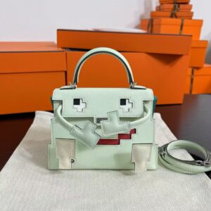Hermes Kelly Doll Mosaic Doll Silver Buckle Millennium Doll Calfskin Handbag