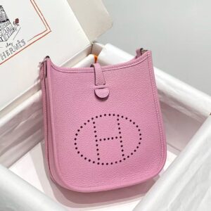 Hermes Pink Leather  Evelyne Shoulder Bag