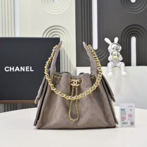 CHANEL 25A Double C Gold Buckle Diamond Leather Chain Handbag