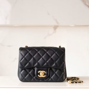 CHANEL 20S Square Fat Man Classic Diamond Gold Buckle Leather Chain Crossbody Shoulder Bag